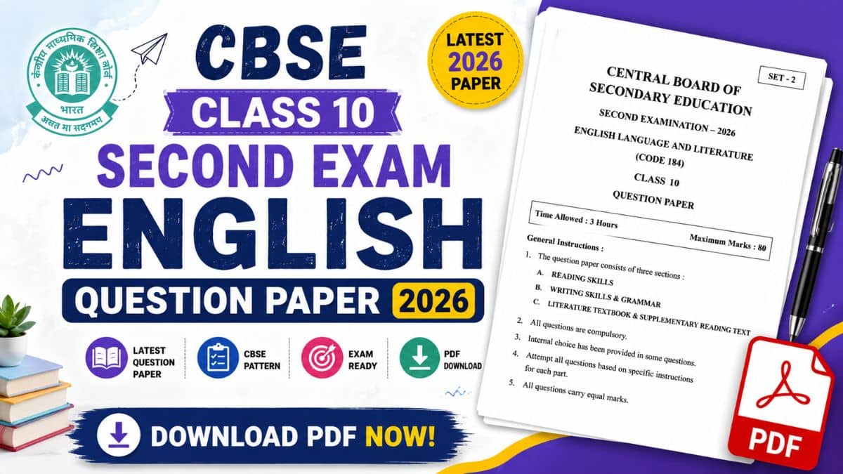 CBSE Class 10 English 2nd Exam Question Paper 2026 (16 May): Download Answer Key PDF
